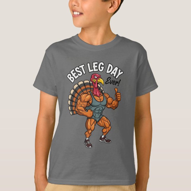 Camiseta Thanksgiving Leg Day Kids T-Shirt (Frente)