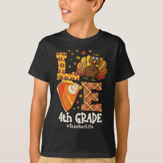 Camiseta Thanksgiving Love 4th Grade Teacher Turkey Autumn