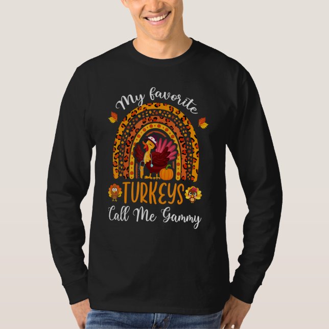 Camiseta Thanksgiving My Favorite Turkeys Call Me Gammy Rai (Frente)