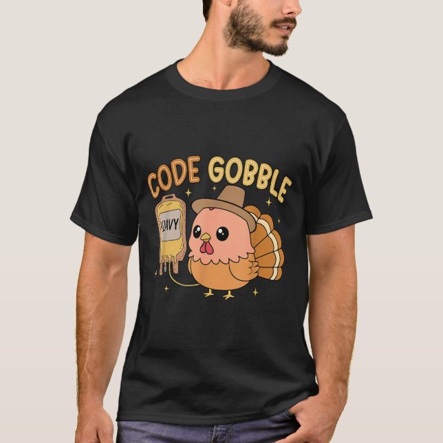 Camiseta Thanksgiving Nurse Code Gobble Funny Rn Cna Medica (Frente)