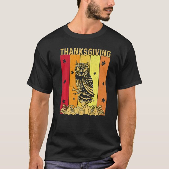 Camiseta Thanksgiving Retro Owl Matching Family Pajamas (Frente)