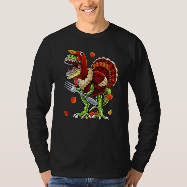 Camiseta Thanksgiving Rex Dinosaur Turkey Costume Kids  Boy (Frente)