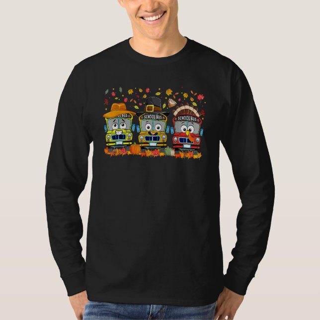 Camiseta Thanksgiving School Bus Driver Autumn Turkey Back  (Frente)