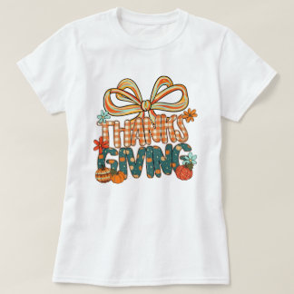 Camiseta Thanksgiving Shirt – Cute Fall Plaid Design Bow