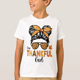 Camiseta Thanksgiving Shirts For Girls Kids Thankful Girl M