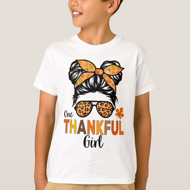 Camiseta Thanksgiving Shirts For Girls Kids Thankful Girl M (Frente)