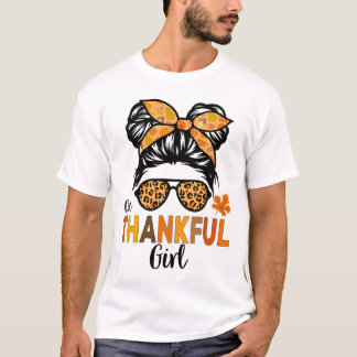 Camiseta Thanksgiving Shirts For Girls Kids Thankful Girl M