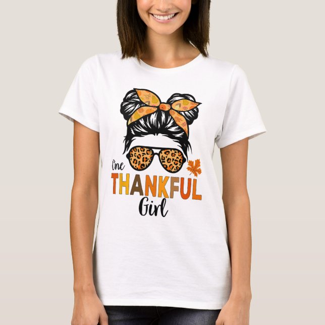 Camiseta Thanksgiving Shirts For Girls Kids Thankful Girl M (Frente)