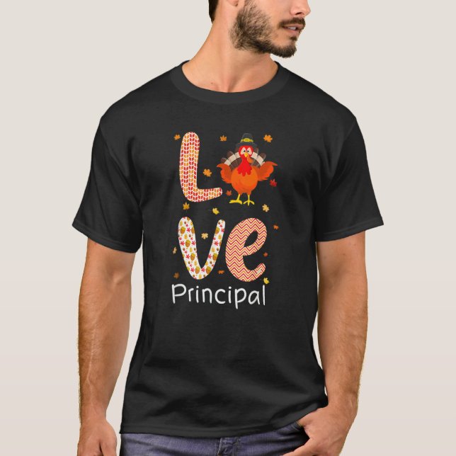 Camiseta Thanksgiving Theme Love Principal Happy Turkey Day (Frente)