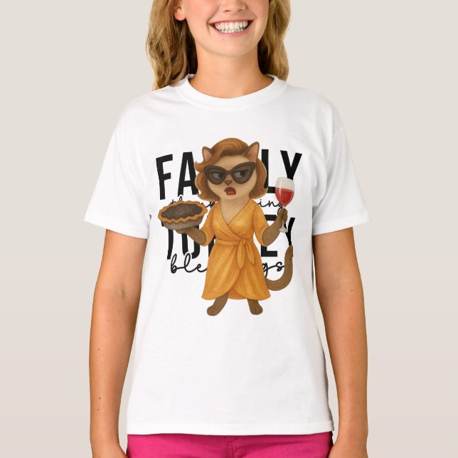 Camiseta Thanksgiving themed for cat lovers (Frente)