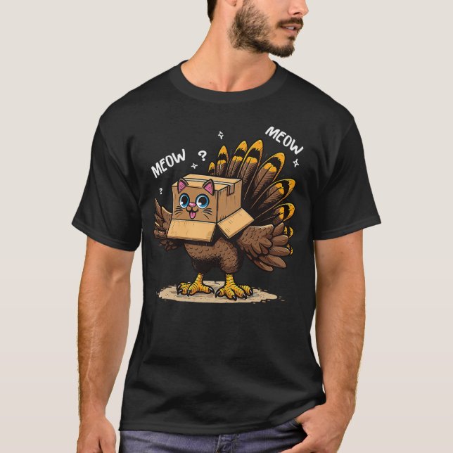 Camiseta Thanksgiving Turkey Cat Meow Funny Men Women Thank (Frente)