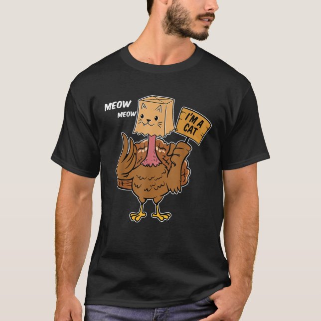 Camiseta Thanksgiving Turkey Cat Meow Funny Unisex Adults U (Frente)