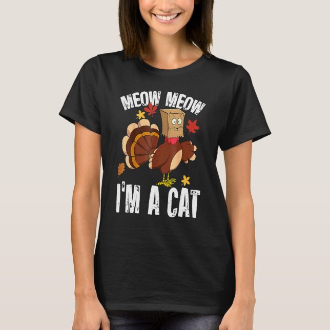 Camiseta Thanksgiving  Turkey Fake Cat for Men Women (Frente)