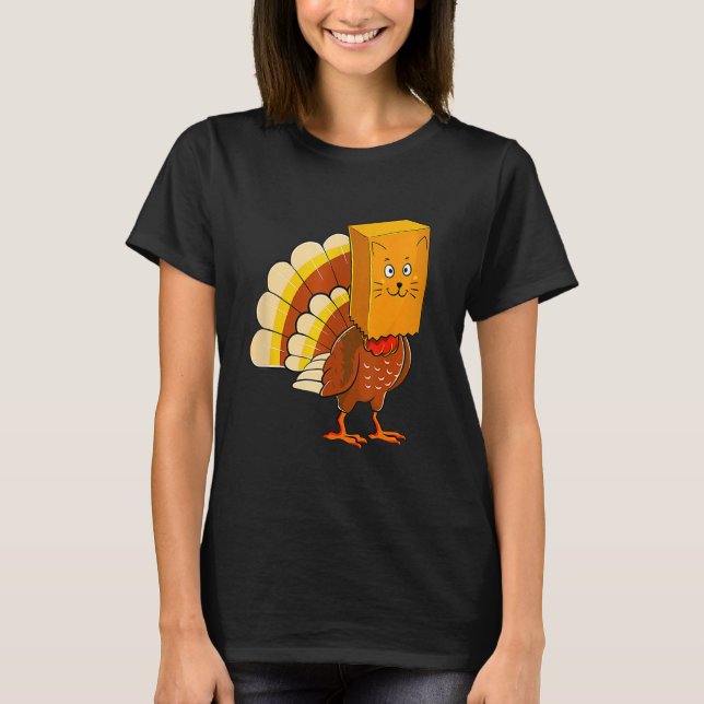 Camiseta Thanksgiving Turkey Fake Cat Meow  Cat Thanksgivin (Frente)