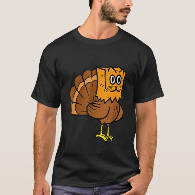 Camiseta Thanksgiving Turkey Fake Cat Meow  Cat Thanksgivin (Frente)