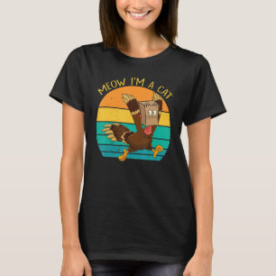 Camiseta Thanksgiving Turkey Fake Cat Retro Women Men Kids