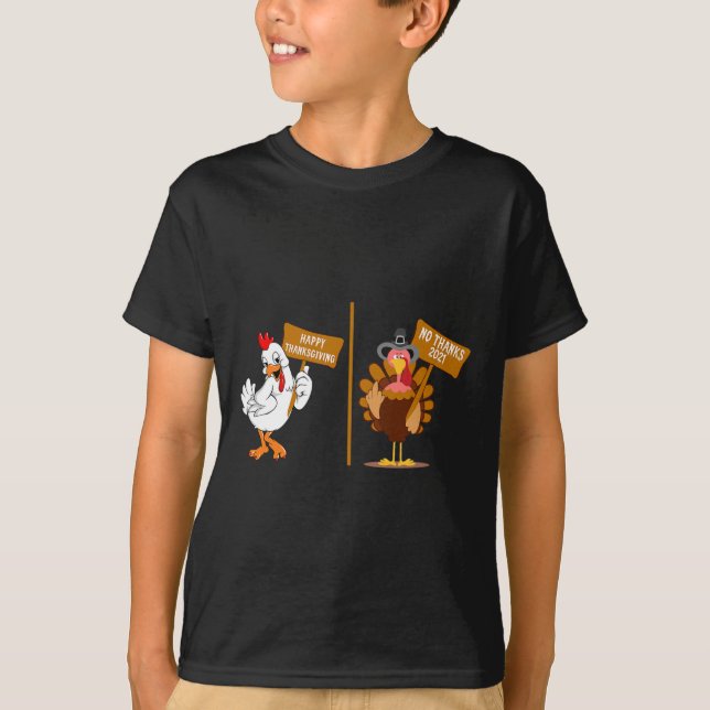 Camiseta Thanksgiving Turkey No Thanks Grumpy Halloween Fun (Frente)