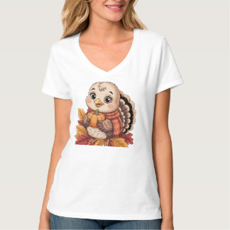 Camiseta Thanksgiving turkey pumpkin fall leaves
