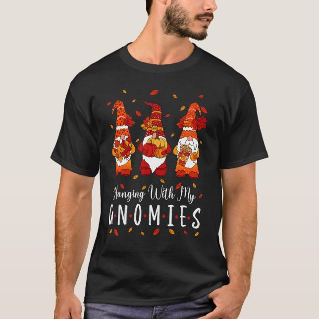 Camiseta Thanksgiving With My Gnomies Fall  Autumn Gnome (Frente)