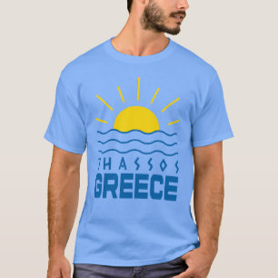 Camiseta Thassos Grécia Sol e Azul Marinha
