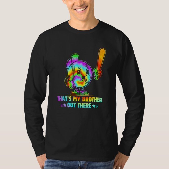 Camiseta That s My Brother Out There Retro Tie Dye Baseball (Frente)