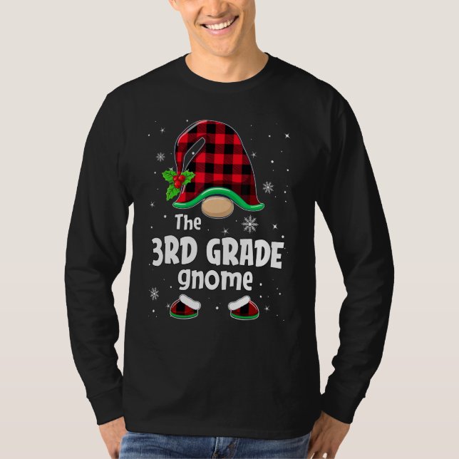 Camiseta The 3rd Grade Gnome Buffalo Plaid Christmas Matchi (Frente)