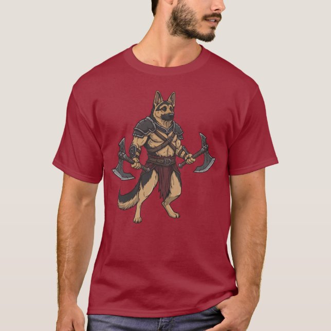 Camiseta The adventure of the German Shepherd gladiator dog (Frente)