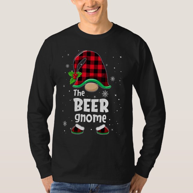 Camiseta The Beer Gnome Buffalo Plaid Christmas Matching Fa (Frente)