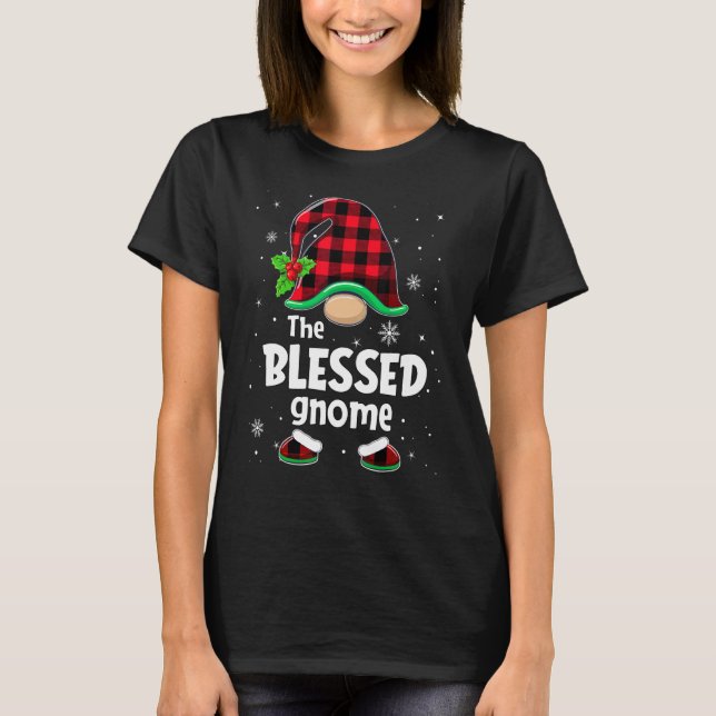 Camiseta The Blessed Gnome Buffalo Plaid Christmas Matching (Frente)