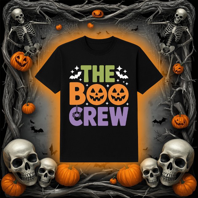 Camiseta The Boo Crew Halloween Jack-O'-Lantern & Spider Gr (Criador carregado)