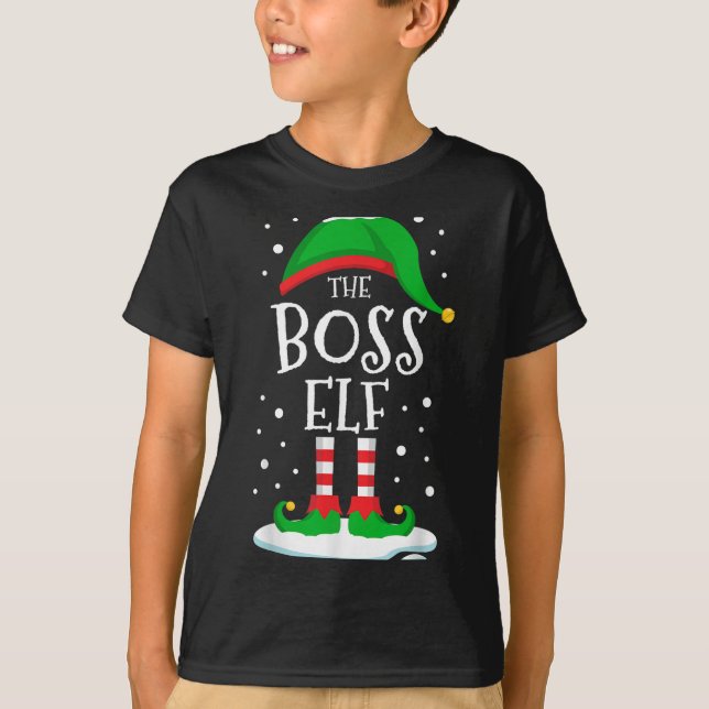 Camiseta The Boss Elf Christmas Family Matching Xmas Group  (Frente)