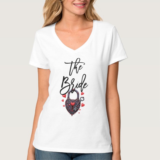 Camiseta The Bride Goth Heart Lock and Key (Frente)