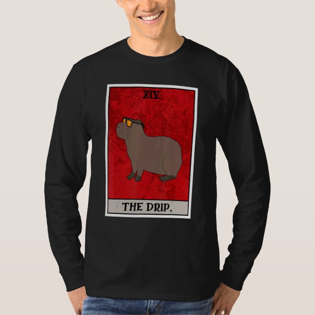 Camiseta The Capybara Drip Tarot Card Semi Aquatic Big Rode (Frente)