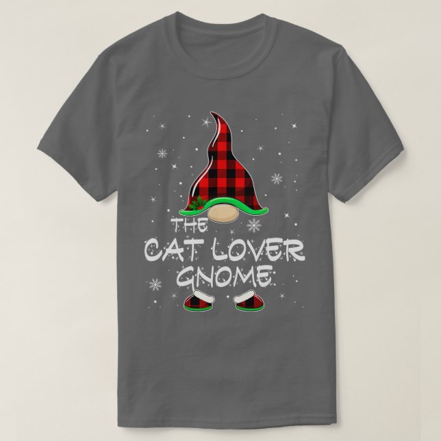 Camiseta The Cat Lover Gnome Buffalo Plaid Matching Family  (Frente do Design)