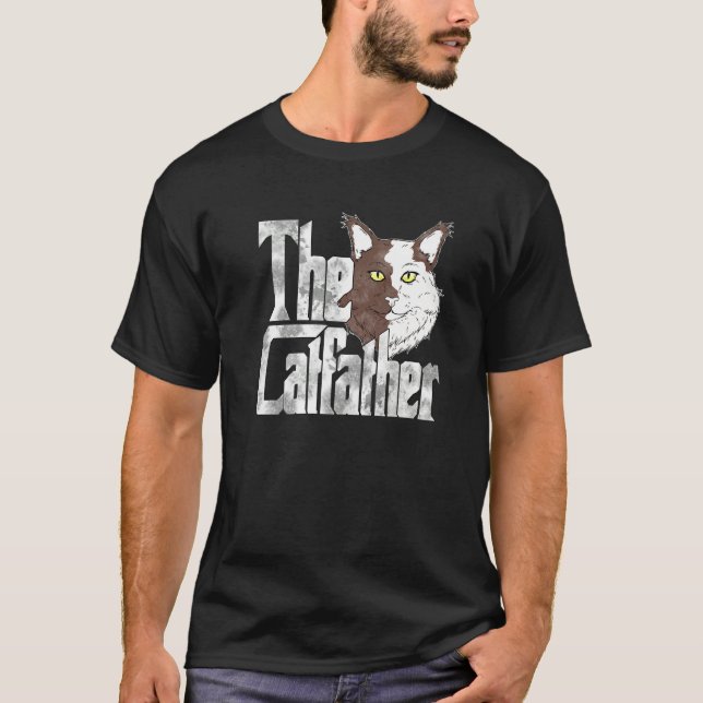 Camiseta The Catfather Cat Father Mafia Whiskers Male Daddy (Frente)