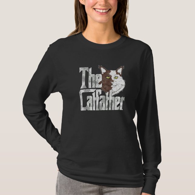 Camiseta The Catfather Cat Father Mafia Whiskers Male Daddy (Frente)