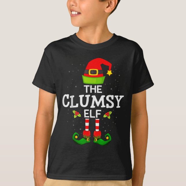 Camiseta The Clumsy Elf Christmas Family Matching Pajama  (Frente)