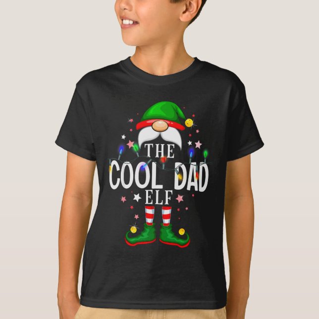 Camiseta The Cool Dad Elf Christmas Family Pajama Party  (Frente)