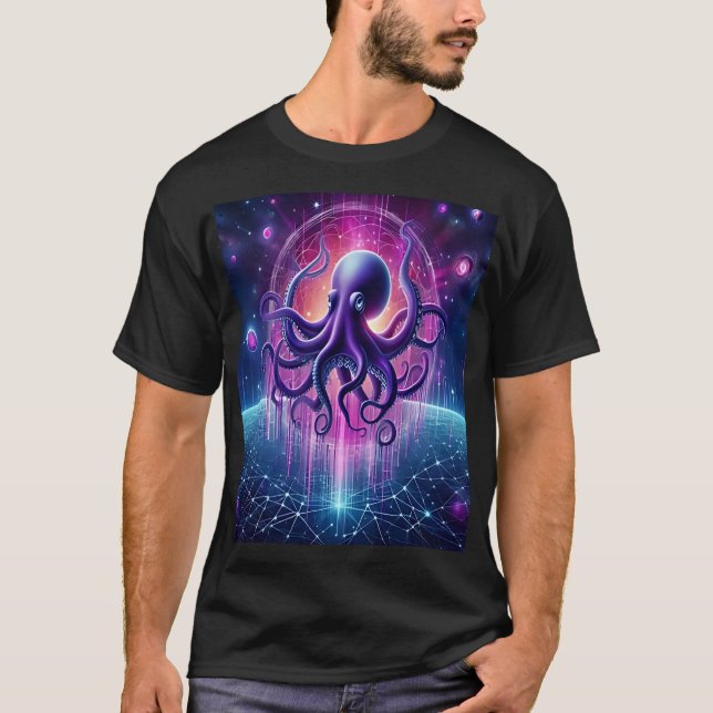 Camiseta The Cosmic Octopus: Guardian of the Digital Univer (Frente)