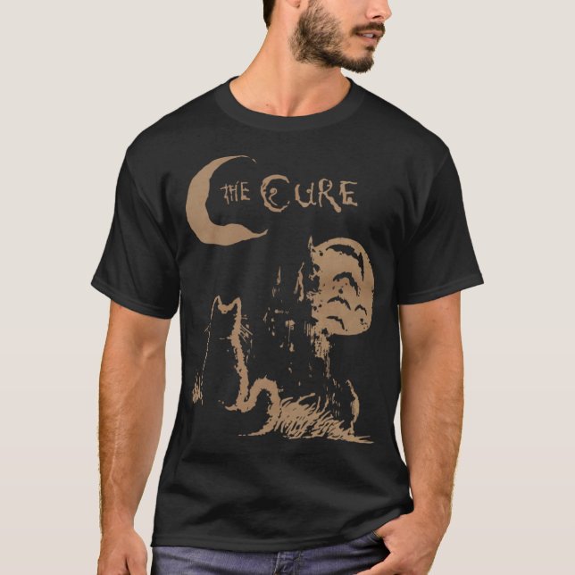 Camiseta The Cure Cat Moon 90S funny (Frente)