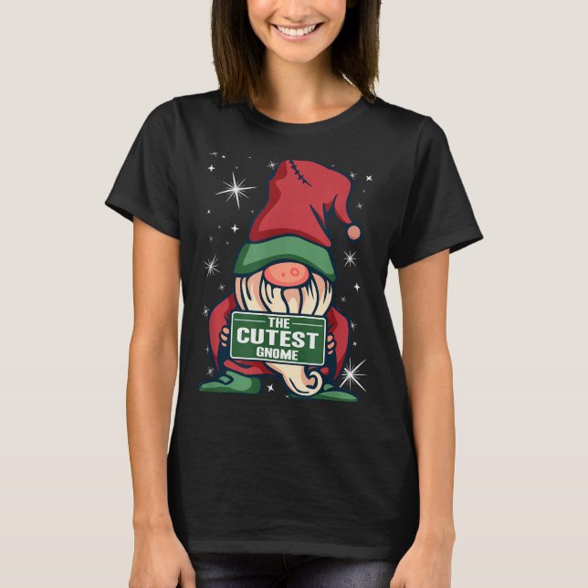 Camiseta The Cutest Gnome Xmas Elf Matching Family Christma (Frente)