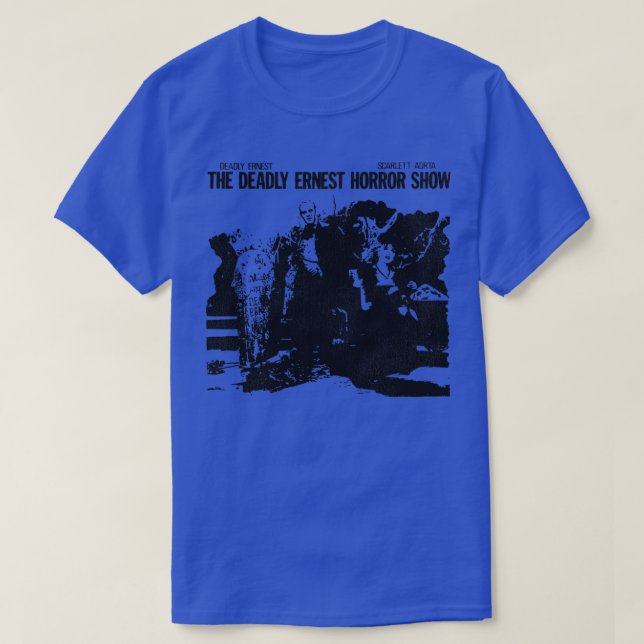 Camiseta The Deadly Ernest Horror Show 80s UK Fright Night (Frente do Design)