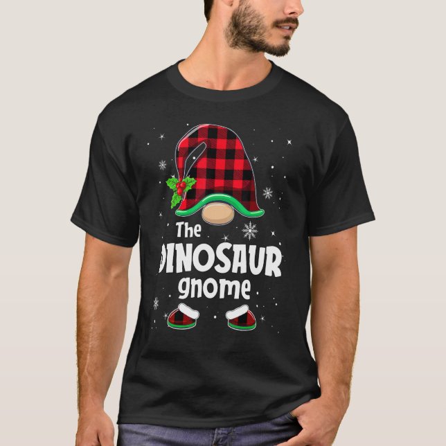 Camiseta The Dinosaur Gnome Buffalo Plaid Christmas Matchin (Frente)