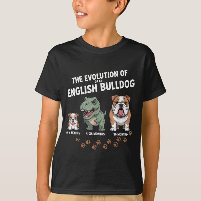 Camiseta The Evolution Of An English Bulldog Funny  (Frente)