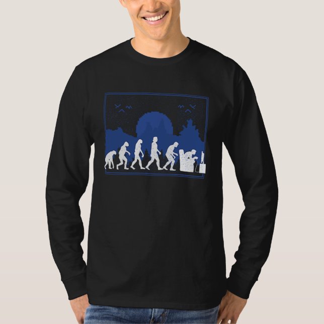 Camiseta The Evolution Of Gaming, Early Man To Modern Video (Frente)