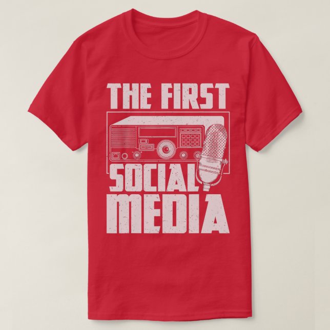 Camiseta The First Social Media - Ham Radio Amateur Radio O (Frente do Design)