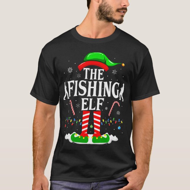 Camiseta The Fishing Elf Xmas Funny Fisherman Christmas Fis (Frente)