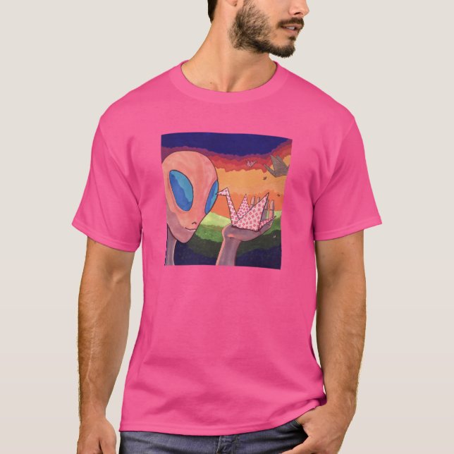 Camiseta The Floating Memories - Aliens and Origami Cranes (Frente)