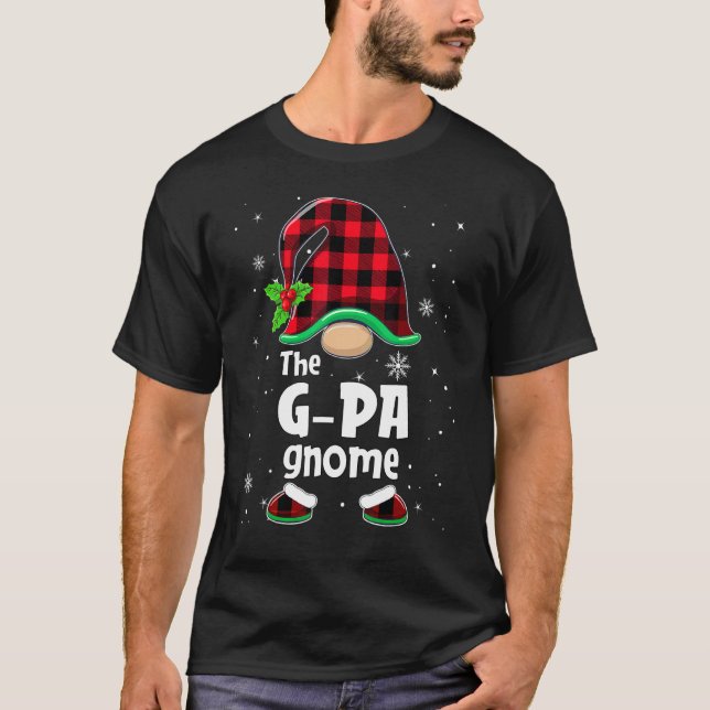 Camiseta The G pa Gnome Buffalo Plaid Christmas Matching Fa (Frente)