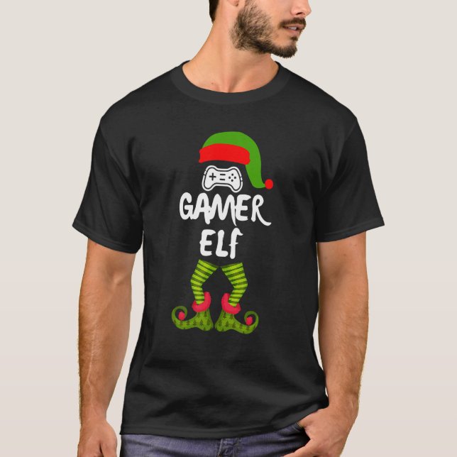 Camiseta The Gamer Elf Christmas Pajama  For Gamer Boys (Frente)